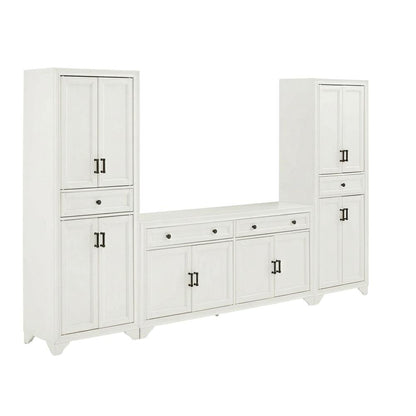 Contemporary 3-Piece Entertainment Center with Sideboard and Storage Pantries
