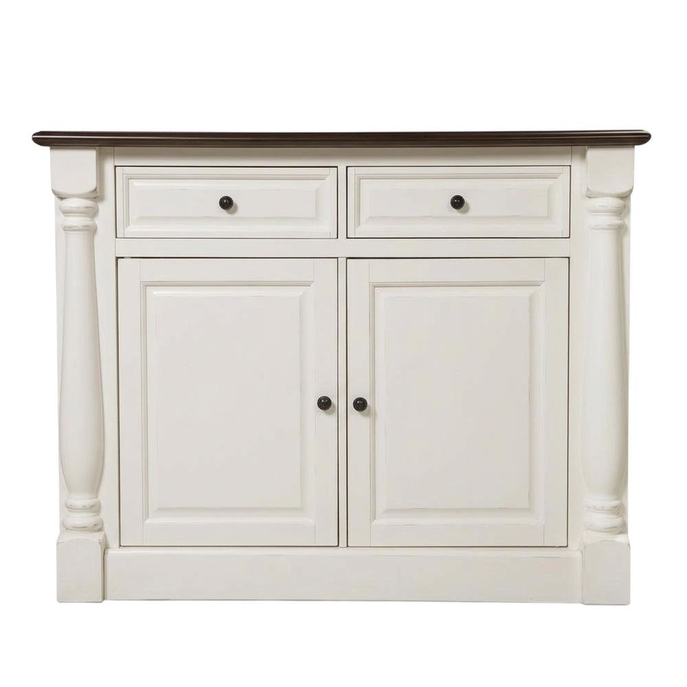 White sideboard with anti-tip mechanism and sturdy build, modern storage