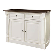 White sideboard with anti-tip mechanism and sturdy build, modern storage
