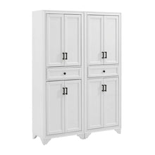 Distressed White Pantry Cabinets with Anti-Tip Mechanism and Floor Clearance