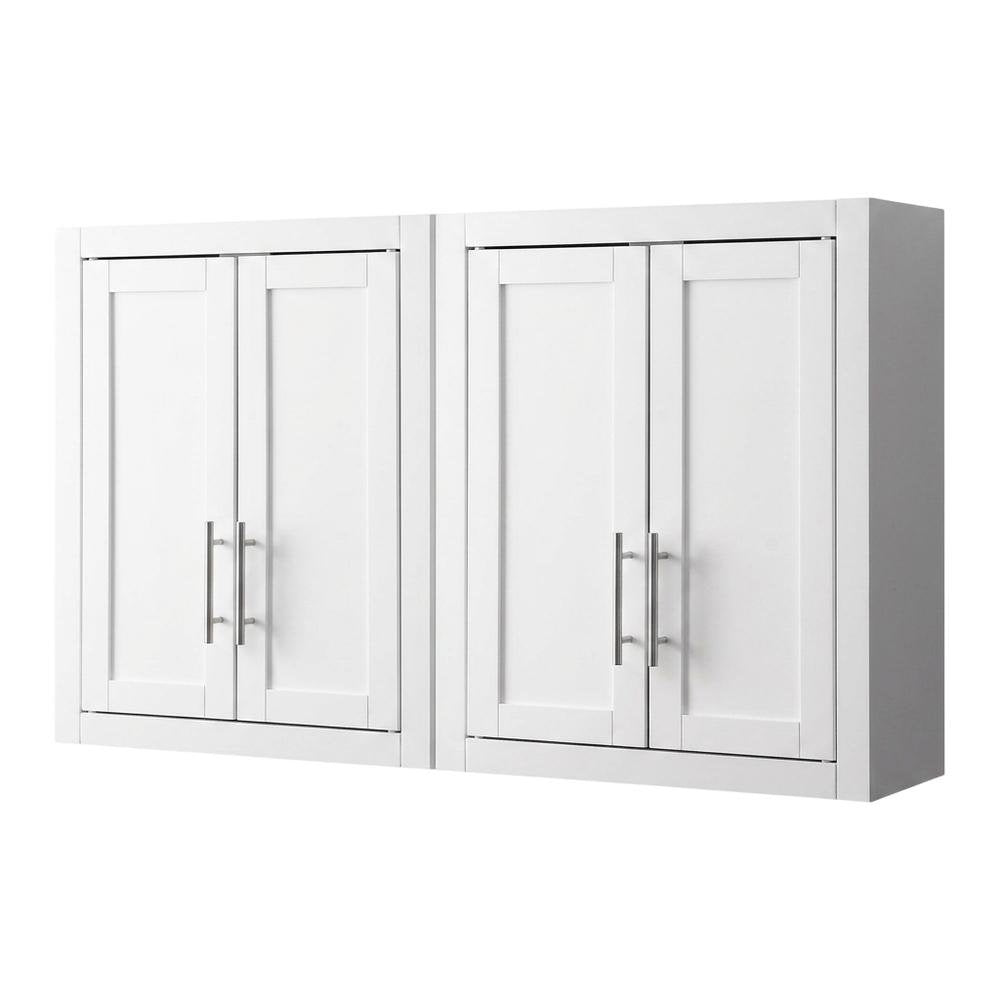 White 2-Piece Wall Storage Cabinet Set, MDF Birch Veneer
