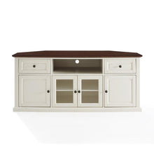 Stylish 60" Corner TV Console Featuring Antique Bronze Hardware and Storage