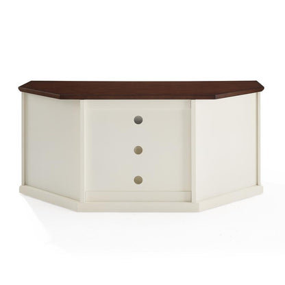 Stylish 60" Corner TV Console Featuring Antique Bronze Hardware and Storage