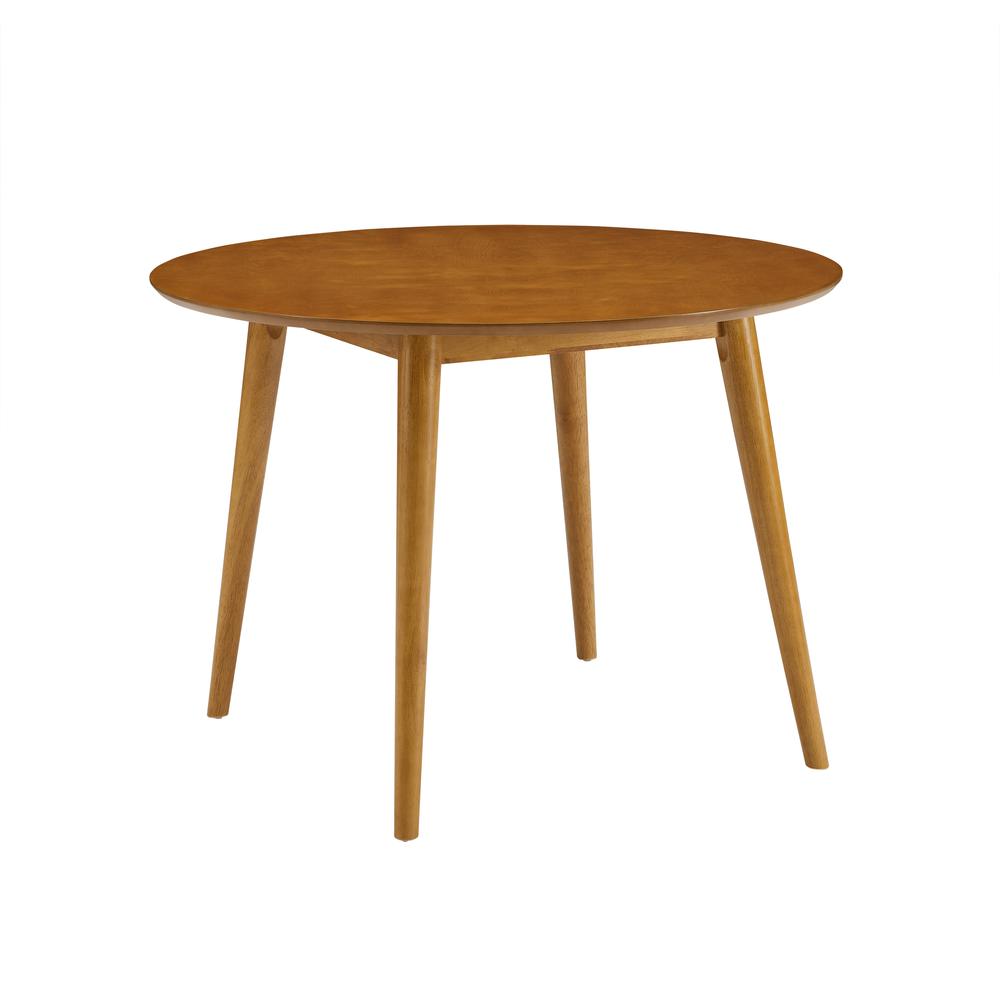 Stylish Round Dining Table in Acorn Finish for Compact Dining Spaces