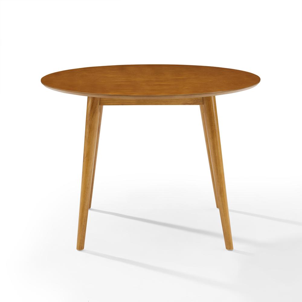 Stylish Round Dining Table in Acorn Finish for Compact Dining Spaces