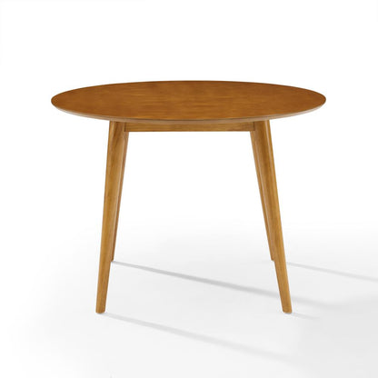 Stylish Round Dining Table in Acorn Finish for Compact Dining Spaces