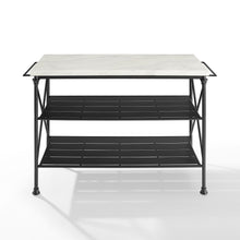 Elegant White Marble Kitchen Island with Sturdy Matte Black Steel Base