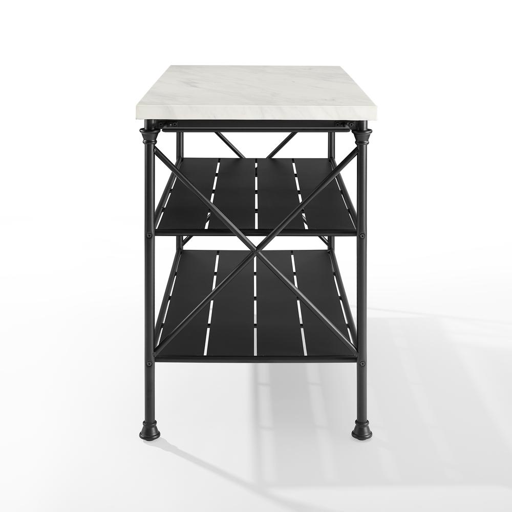 Elegant White Marble Kitchen Island with Sturdy Matte Black Steel Base