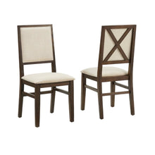 Upholstered Dining Chair Set with Creme Accent - 2 Piece Styling