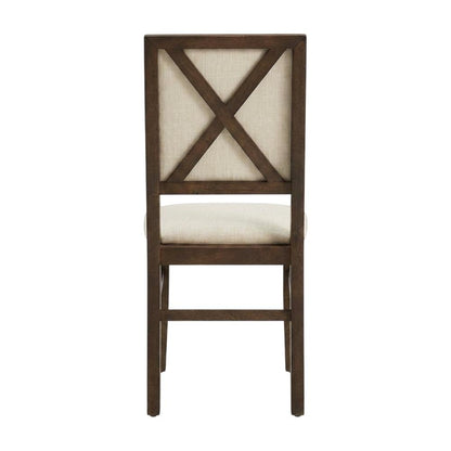 Upholstered Dining Chair Set with Creme Accent - 2 Piece Styling