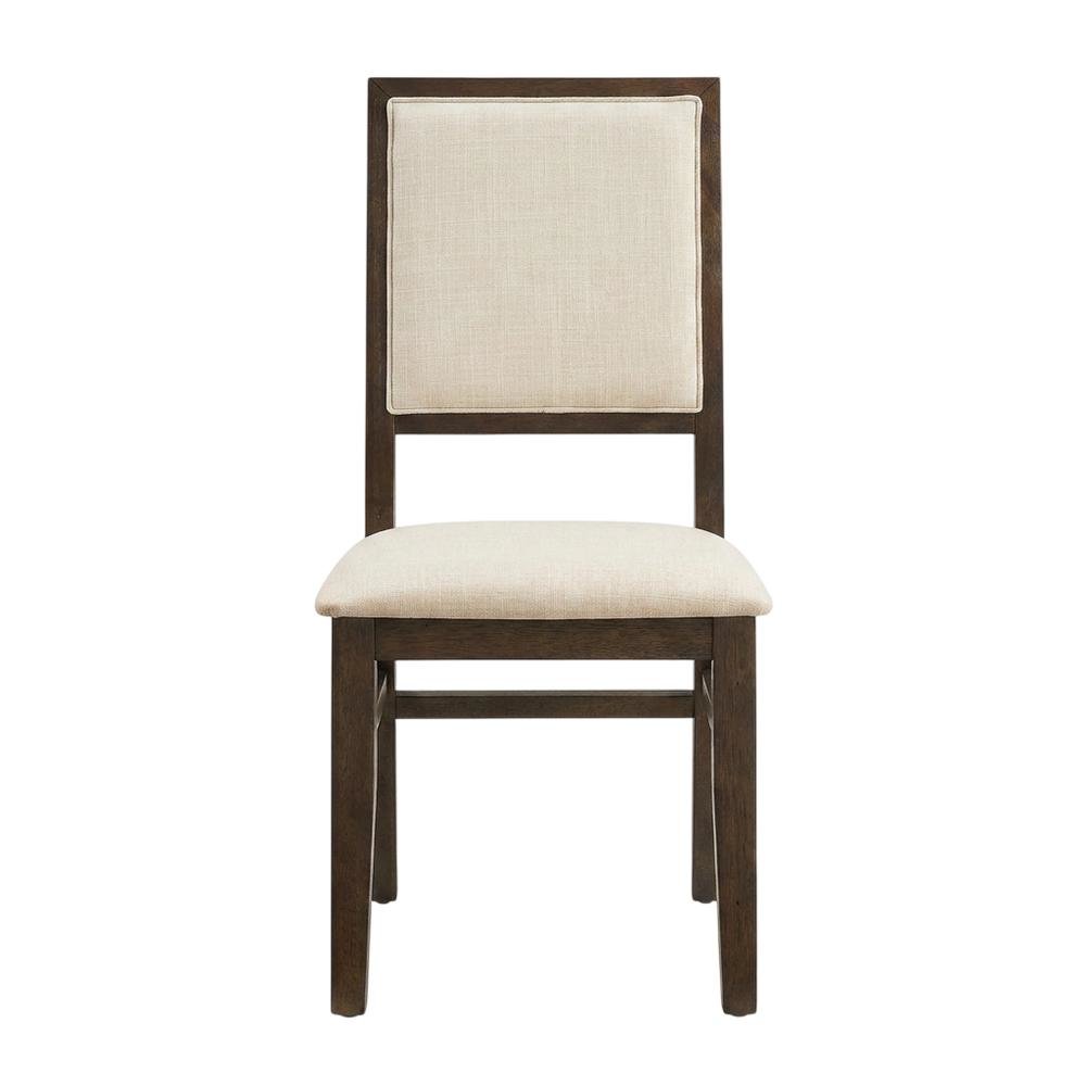 Upholstered Dining Chair Set with Creme Accent - 2 Piece Styling