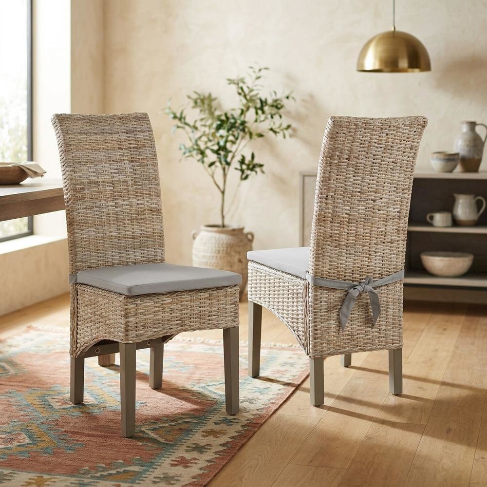 Gray dining chair set with sturdy frame and comfortable seats for dining room