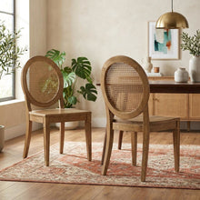 Cane-Back Dining Chair Set with Natural Finish and Comfortable Seating