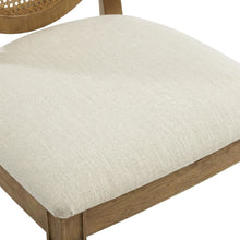 Cane-Back Dining Chair Set with Upholstered Seats and Creme Finish