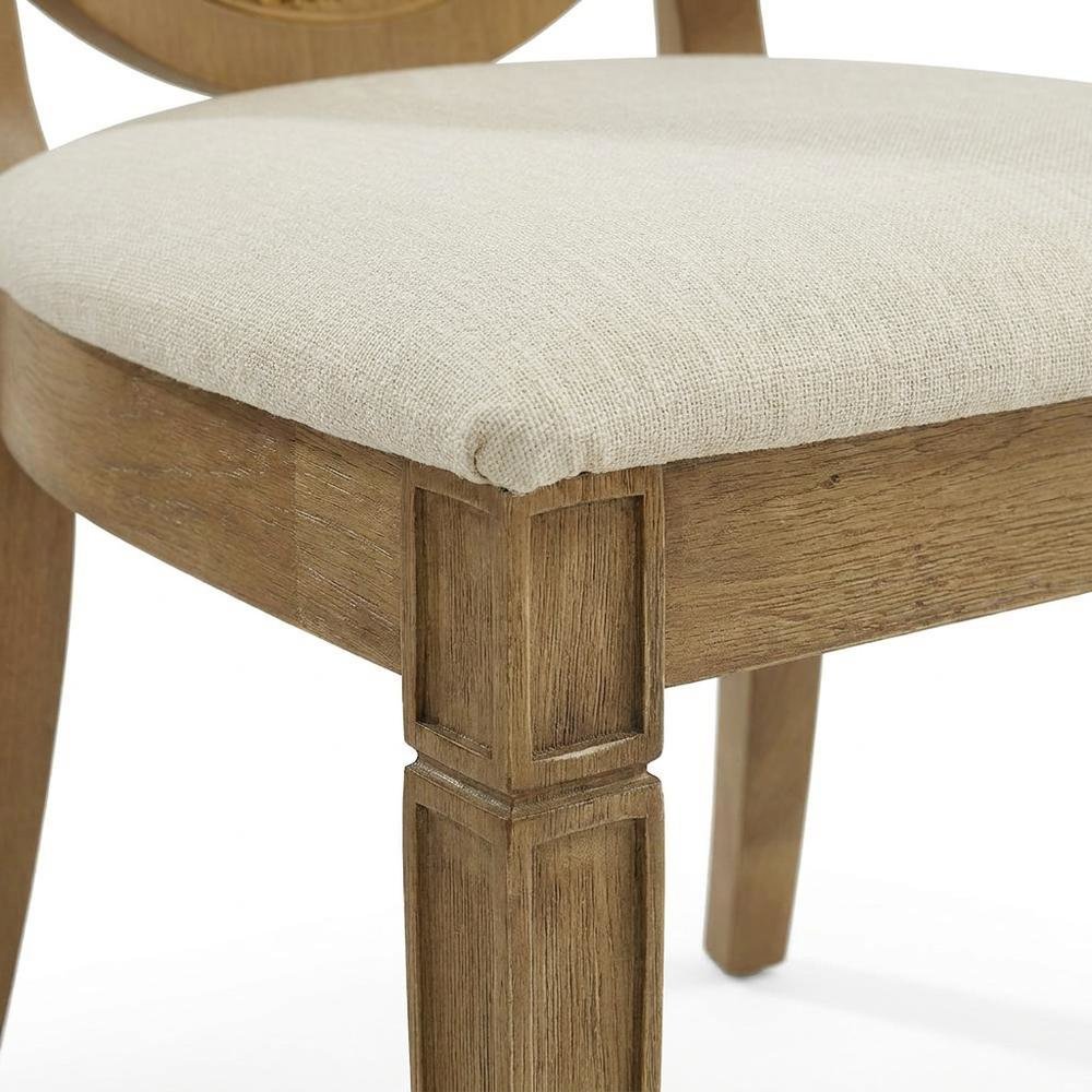 Cane-Back Dining Chair Set with Upholstered Seats and Creme Finish