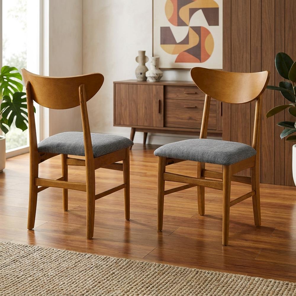 Wood Dining Chairs with Upholstered Seats and Backrest, Stylish Kitchen Seating