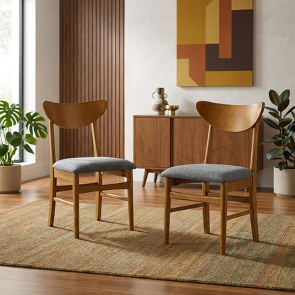 Wood Dining Chairs with Upholstered Seats and Backrest, Stylish Kitchen Seating