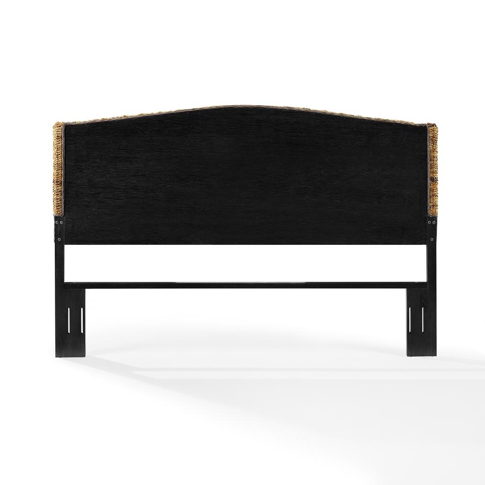Elegant Brown King Size Headboard with Coastal Banana Leaf Weave Design