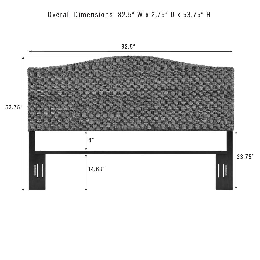Elegant Brown King Size Headboard with Coastal Banana Leaf Weave Design