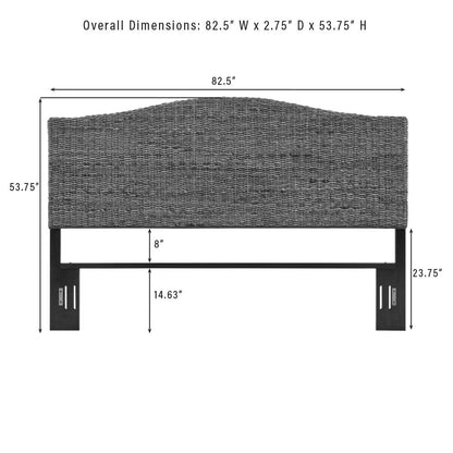 Elegant Brown King Size Headboard with Coastal Banana Leaf Weave Design