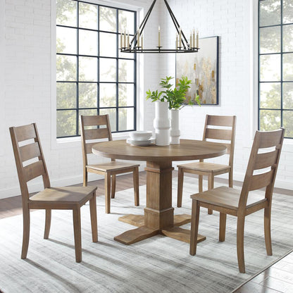 Joanna 5-Piece Round Dining Table Set For 4 - Round Table & 4 Ladder-Back Chairs