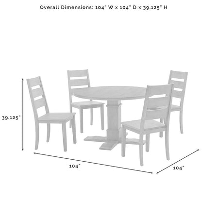 Joanna 5-Piece Round Dining Table Set For 4 - Round Table & 4 Ladder-Back Chairs