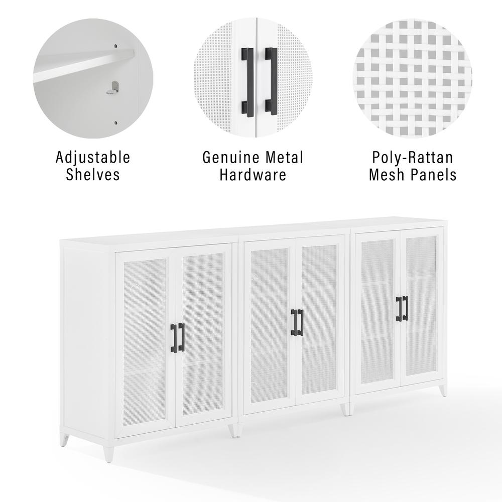 Milo 3-Piece Media Sideboard Cabinet Set - 3 Storage Pantries