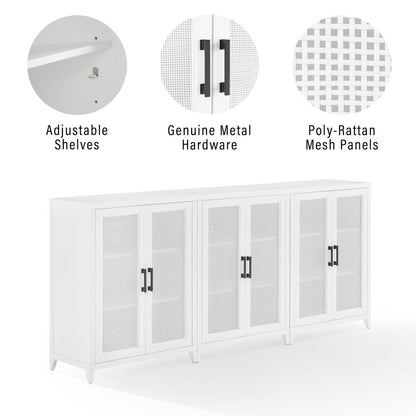 Milo 3-Piece Media Sideboard Cabinet Set - 3 Storage Pantries