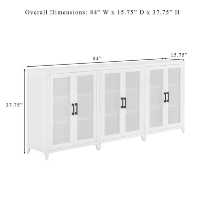 Milo 3-Piece Media Sideboard Cabinet Set - 3 Storage Pantries