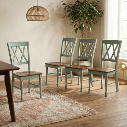 Set of four dining chairs with ergonomic back support and sturdy construction