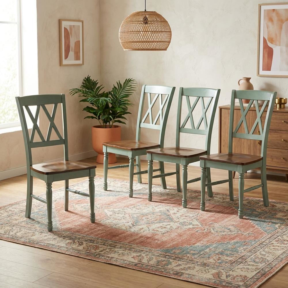 Set of four dining chairs with ergonomic back support and sturdy construction
