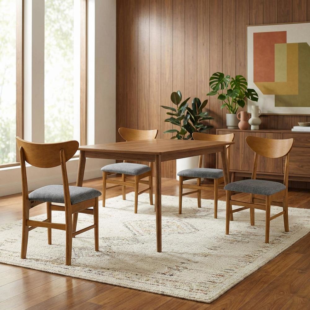 Wood Dining Chairs Set with Cushioned Seats and Sturdy Frame, 4-Piece