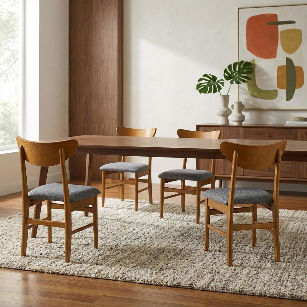 Wood Dining Chairs Set with Cushioned Seats and Sturdy Frame, 4-Piece