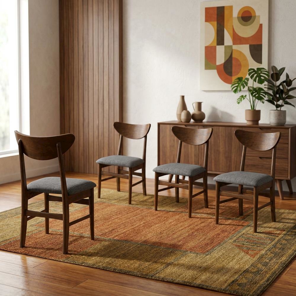 Wood Dining Chair Set with Comfortable Backrest and Sturdy Frame