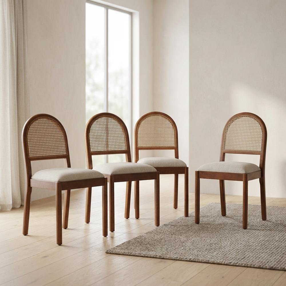 Cream-Colored Dining Chair Set with Sturdy Construction and Comfortable Seating