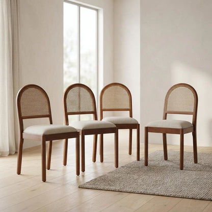 Cream-Colored Dining Chair Set with Sturdy Construction and Comfortable Seating