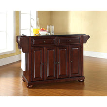 Alexandria Granite Top Full Size Kitchen Island/Cart Mahogany/Black