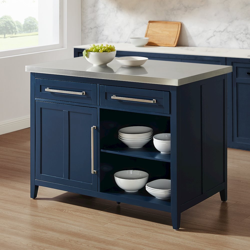 Silvia Stainless Steel Top Kitchen Island