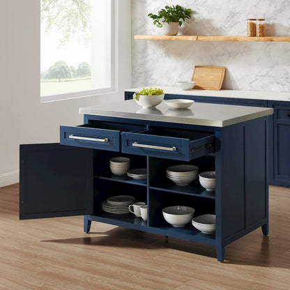 Silvia Stainless Steel Top Kitchen Island