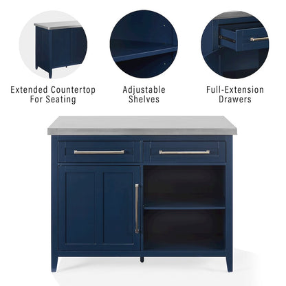 Silvia Stainless Steel Top Kitchen Island