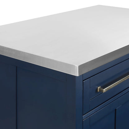 Silvia Stainless Steel Top Kitchen Island
