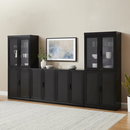 3-Piece Sideboard And Glass Door Pantry Set, Sideboard, 2 Glass Door Pantries