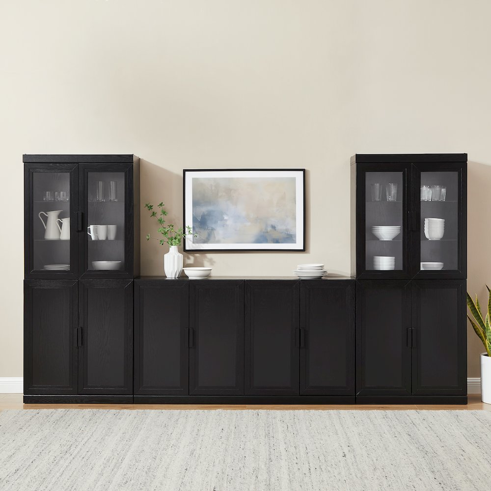 3-Piece Sideboard And Glass Door Pantry Set, Sideboard, 2 Glass Door Pantries