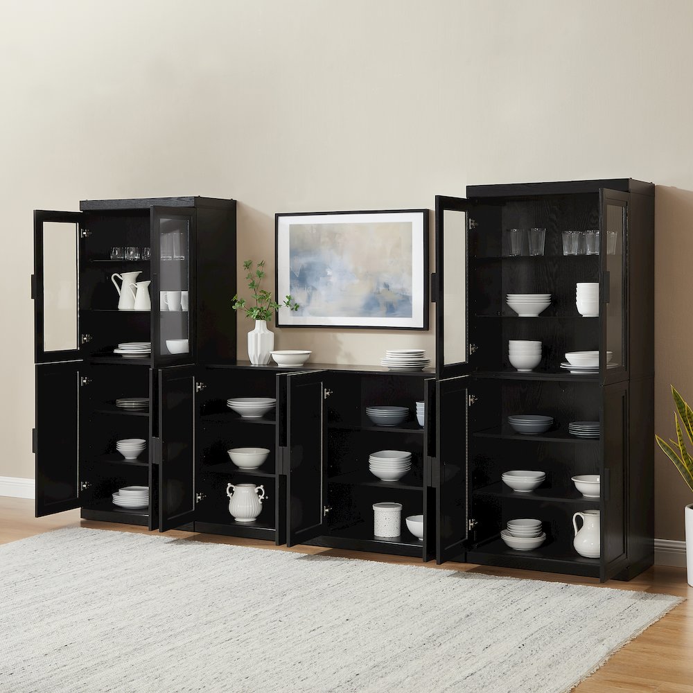 3-Piece Sideboard And Glass Door Pantry Set, Sideboard, 2 Glass Door Pantries