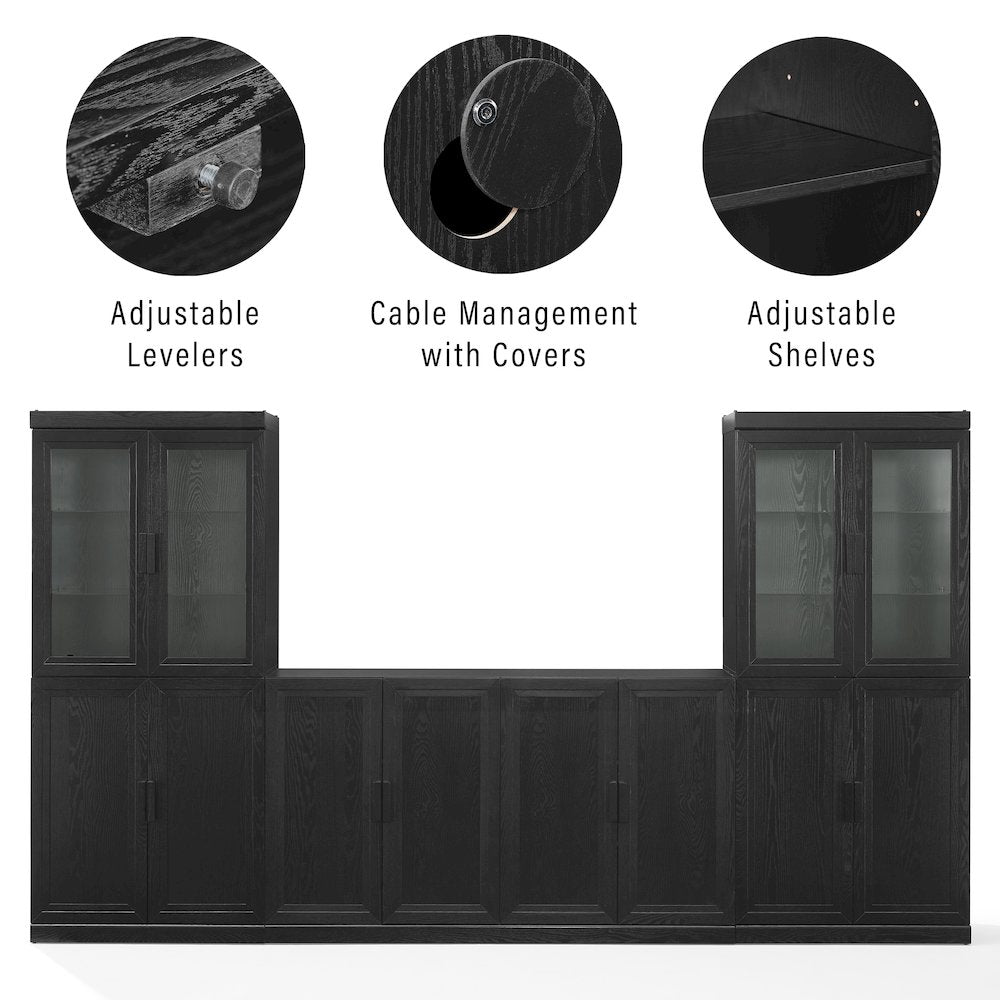 3-Piece Sideboard And Glass Door Pantry Set, Sideboard, 2 Glass Door Pantries