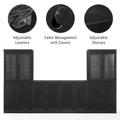 3-Piece Sideboard And Glass Door Pantry Set, Sideboard, 2 Glass Door Pantries