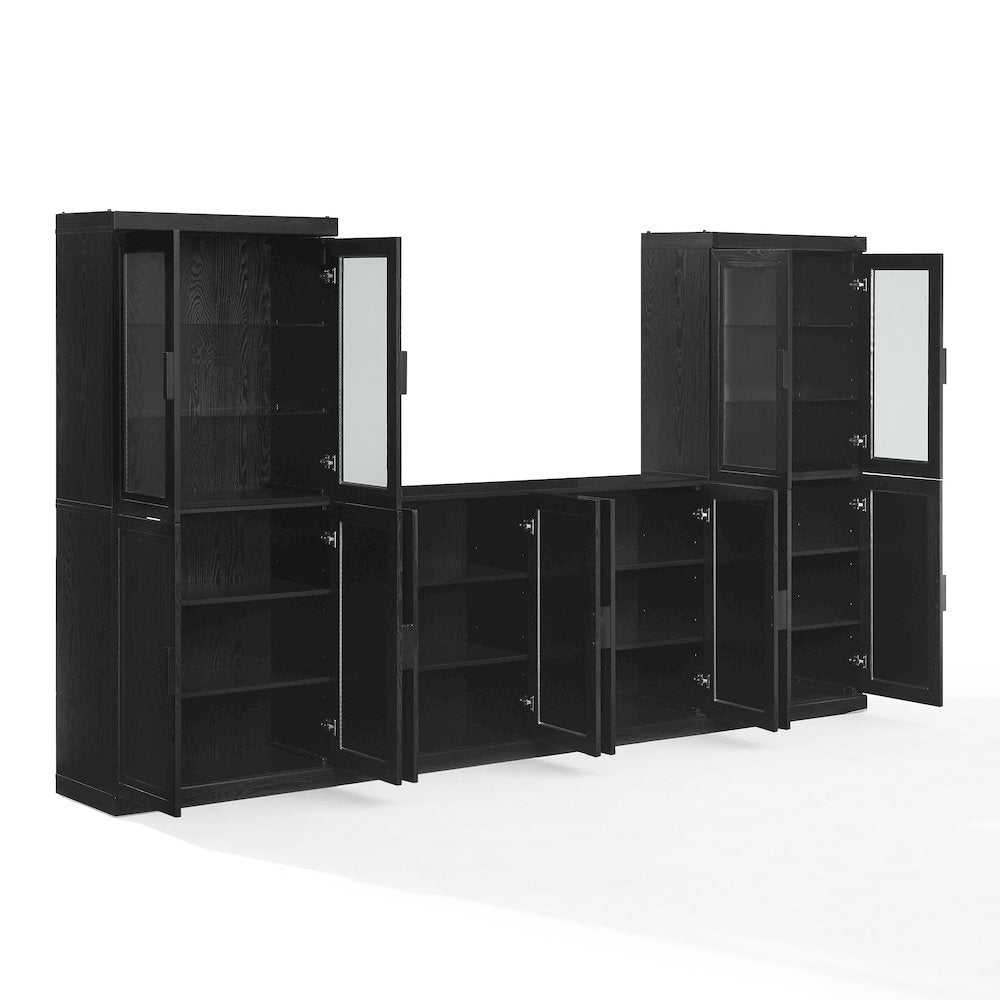 3-Piece Sideboard And Glass Door Pantry Set, Sideboard, 2 Glass Door Pantries