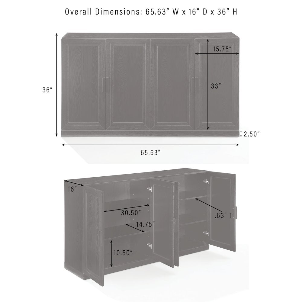 3-Piece Sideboard And Glass Door Pantry Set, Sideboard, 2 Glass Door Pantries