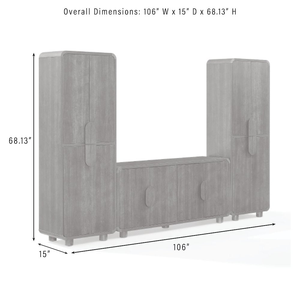 Millie 3-Piece  Entertainment Center - Sideboard & 2 Pantries