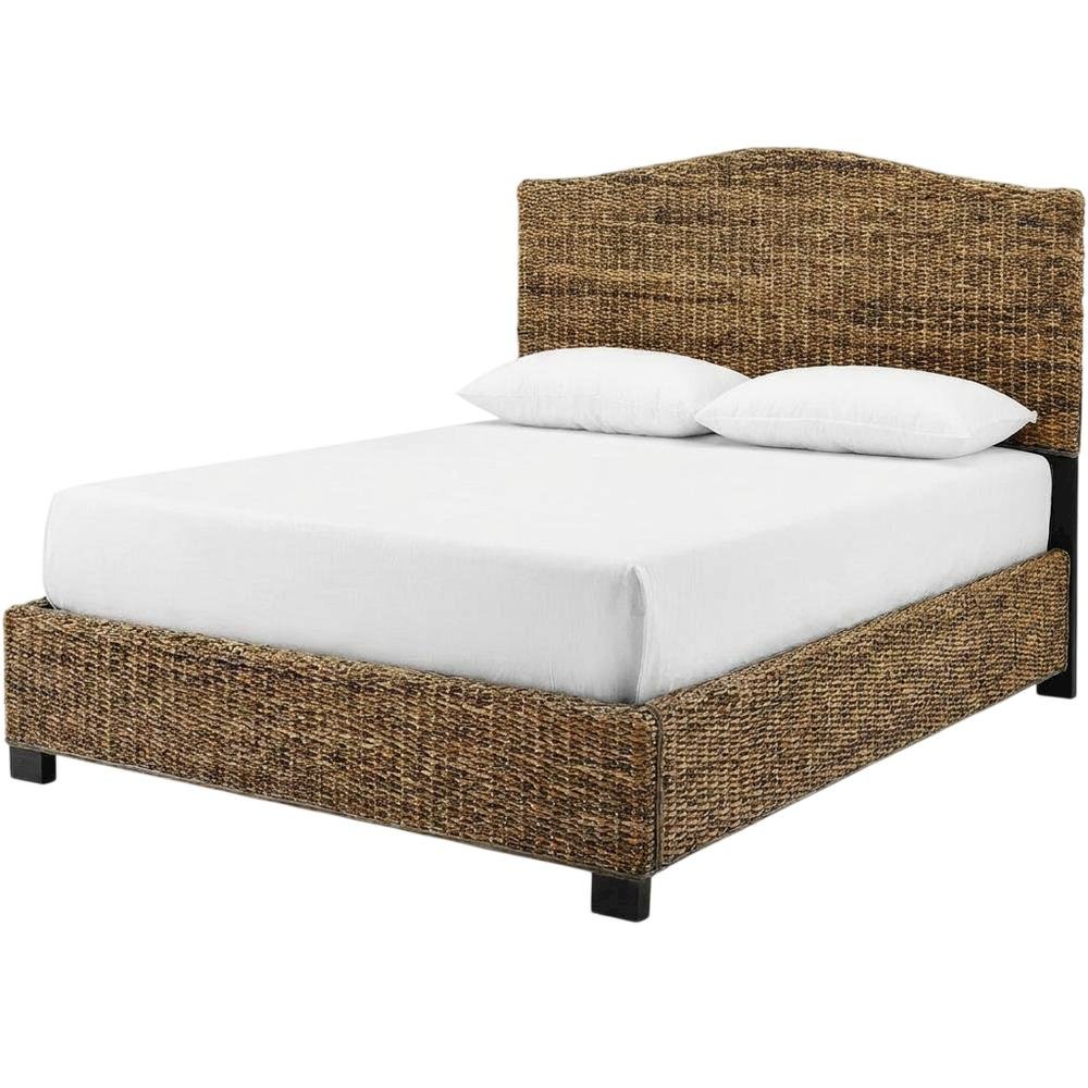 Rattan King Bed Frame with Headboard and Footboard in Natural Finish